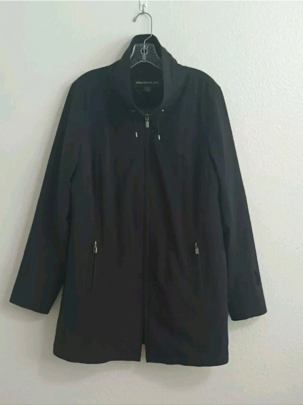 Kristen Blake Black Trench Coat with Zip Pockets